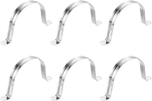 Miniatura 28 de uxcell 6 correas rígidas de tubo, 4.331 in (4.33 pulgadas) 201 de acero inoxidable 201 con 2 agujeros en forma de U, abrazaderas de tubo para fijar