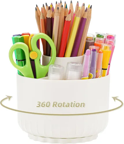 Marbrasse Organizador de Escritorio, Soporte Giratório de 360 Grados para Lápices y Bolígrafos, Organizadores de Escritorio y Accesorios con 5