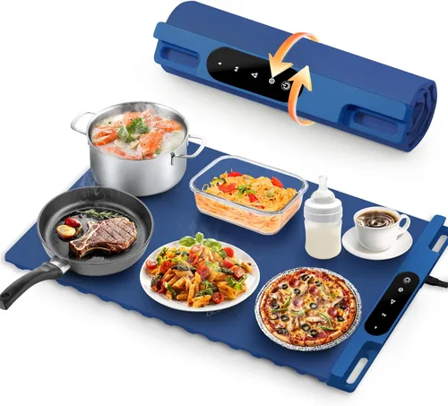 Miniatura 11 de Alfombrilla de calentamiento para alimentos, alfombrilla de calentamiento de alimentos con enchufe de alimentación desmontable mejorada, bandeja