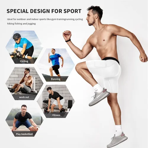 Miniatura 6 de Niksa Pantalones cortos de compresión para hombre, paquete de 3 unidades, ropa interior de compresión para hombre, pantalones cortos deportivos
