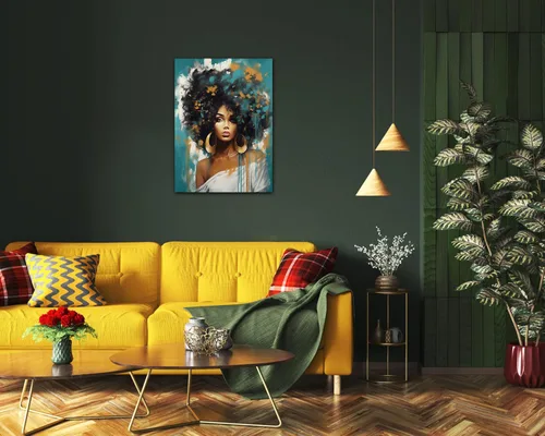 Miniatura 33 de Arte de pared afroamericano, decoración de rey y reina bailarín negro para sala de estar, arte de pareja de amor negro para dormitorio, lienzo