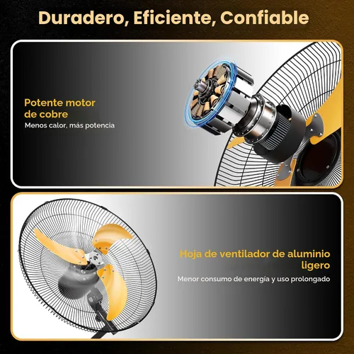 Miniatura 8 de CAMMOO Ventilador oscilante de montaje en pared de 20 pulgadas, control remoto con cable extendido de 3.3 pies y cable de alimentación de 6.6 pies
