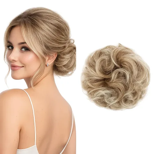 Miniatura 12 de CAISHA Postizo Grande Scrunchy Recogido Peinado Nupcial Rizado Moño Despeinado Marrón Chocolate Oscuro G2E