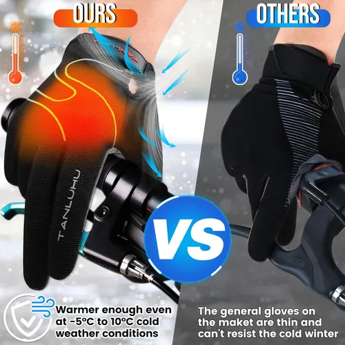 Miniatura 2 de Tanluhu - Guantes de ciclismo de invierno para bicicleta de montaña, para hombres y mujeres, uso al aire libre, con dedos completos, guantes