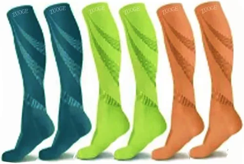 Miniatura 6 de zuoge Paquete de 6 pares de calcetines de compresión, los mejores calcetines médicos, de enfermería, viajes y vuelo, para correr y fitness, 15-20