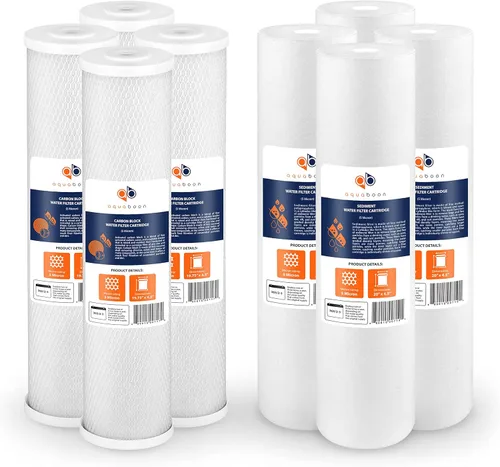 Miniatura 11 de Aquaboon Juego de 4 cartuchos de filtro de agua de 5 micrones, 20 x 4.5 pulgadas, repuesto de filtro de agua para toda la casa para sedimentos