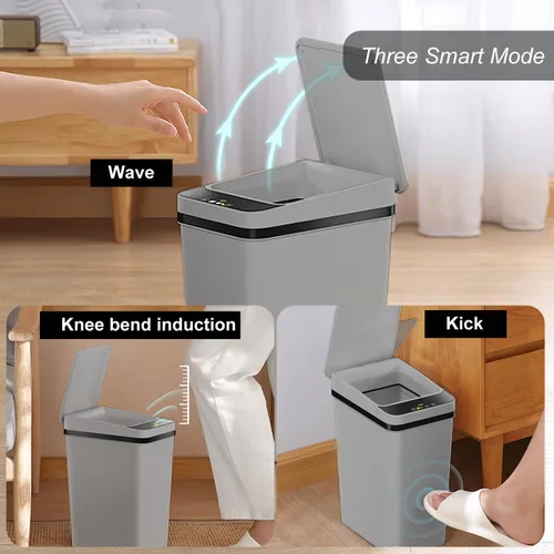 Miniatura 2 de Yatmung 2 Pack - Cubo de basura con sensor de movimiento de 2.5 galones para baño - Botes de basura inteligentes delgados - Bote de basura delgado