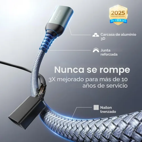 Miniatura 7 de AINOPE Cable de extensión USB, extensor USB, cable de extensión USB 3.0, cable macho a hembra, cable de alta transferencia de datos compatible