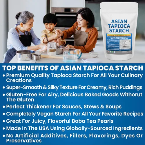 Miniatura 6 de Harina de tapioca para hornear – Polvo de almidón de tapioca bolsa de polietileno resellable de 2.5 libras – Sin OMG, sin gluten, vegano, kosher, a