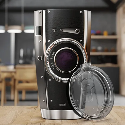 Miniatura 3 de CUBICER Taza de fotógrafo de acero inoxidable de 20 oz con pared doble, taza de viaje para hombres, taza de café con tapa, edición de fotos, regalos