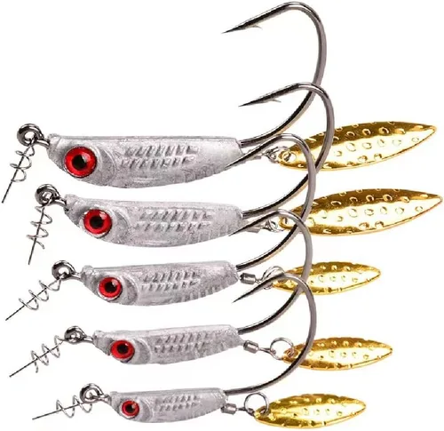 Ganchos de cabeza de plantilla ponderados con cuchillas giratorias Swimbaits - Ganchos de manivela para señuelos de pesca suaves Cabeza de pescado
