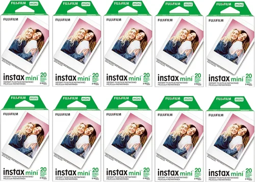 Película instantánea Fujifilm Instax Mini (10 paquetes de 2 unidades, 200 fotos totales) para cámaras Instax