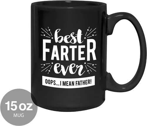 Miniatura 2 de Canopy Street Taza con texto en inglés "Best Farter Father Ever", taza de café negra de 15 onzas para papás, regalo divertido para el Día del Padre