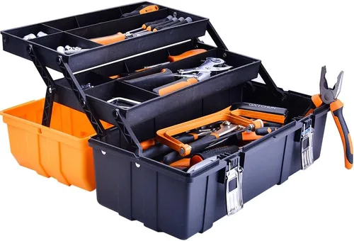 Caja de almacenamiento de plástico de tres capas de 16 pulgadas, caja de herramientas, organizador de caja de costura, organizador multiusos y
