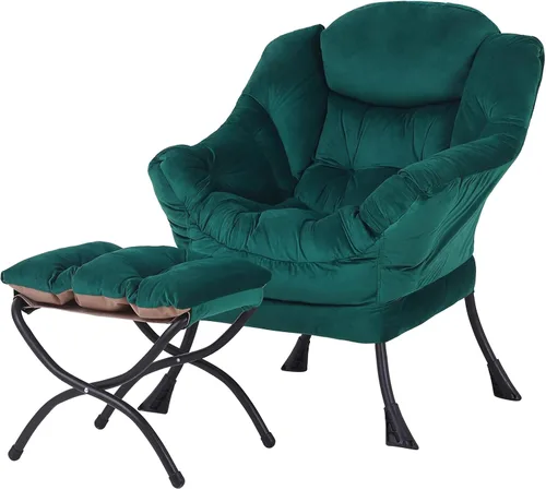 Miniatura 40 de Welnow - Silla perezosa con otomana, moderna silla de descanso con reposabrazos y bolsillo lateral, juego de sillón tapizado de ocio, sillón