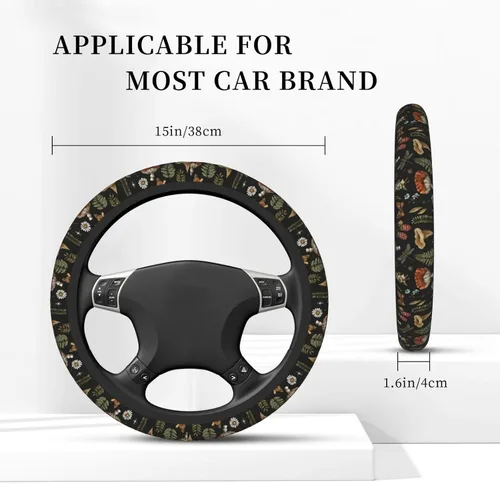 Miniatura 4 de Funda para volante de plantas de helecho de brujería retro de hongos para mujeres, hombres y niñas, accesorios de automóvil, decoración 1