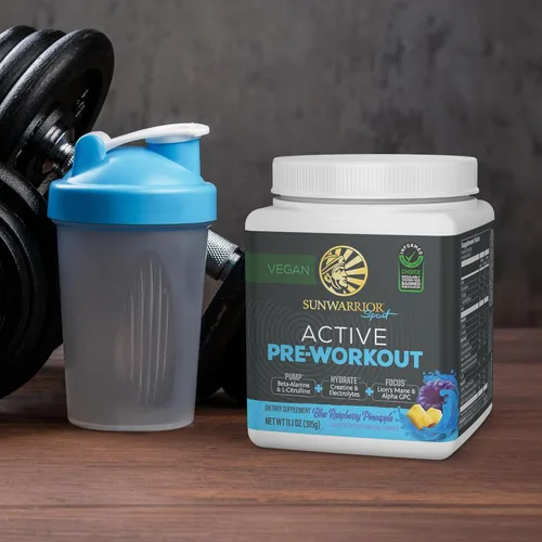Miniatura 7 de Sunwarrior Bebida energética en polvo para antes del entrenamiento, suplemento vegano a base de plantas, hidrata, concentración, resistencia