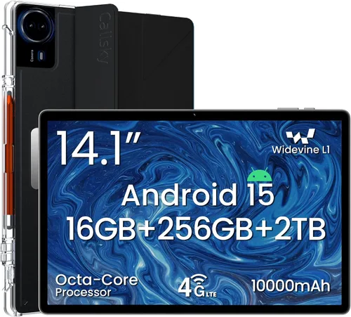 Miniatura 9 de Tablet Android 15 de 14 pulgadas, 16 GB de RAM+256 GB de ROM, pantalla IPS FHD de 1920 x 1200, L1 amplio, batería de 10000 mAh, 4G LTE, Wi-Fi