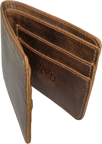 Miniatura 3 de Hide & Drink, Billetera plegable hecha a mano de cuero de grano completo, delgada, compacta, delgada para bolsillo o bolsa, almacena dinero
