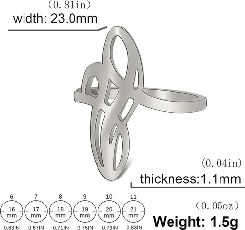 Miniatura 6 de Anillo de nudo de bruja, anillo de nudo celta de acero inoxidable con diseño geométrico de bruja, anillo de dedo Wiccano, anillo de boda, anillo