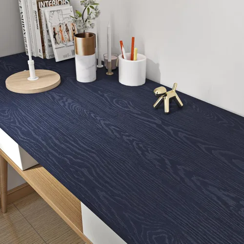 Miniatura 2 de FunStick Papel tapiz de madera teñida azul marino, de 24 x 200 pulgadas, para despegar y pegar, papel de contacto de madera impermeable