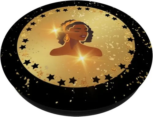 Miniatura 2 de Reina africana con colores dorados y negros - PopSockets de vida suave intercambiables PopGrip