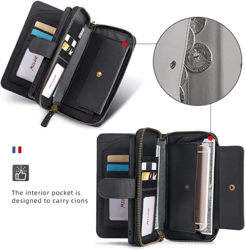 Miniatura 6 de Asuwish Funda de teléfono para Samsung Galaxy Note 10 Plus Note10+ 5G con cremallera, funda desmontable con protector de pantalla y ranura para Negro