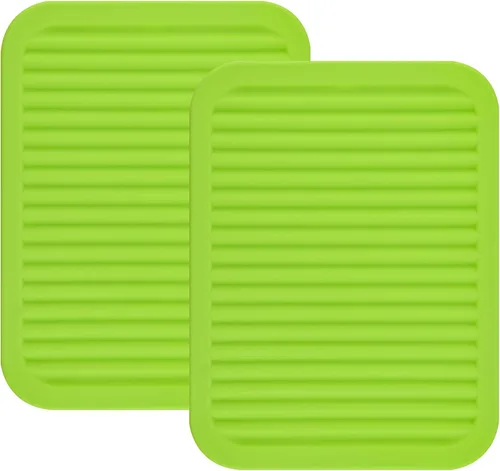 Miniatura 16 de Salvamanteles de silicona para platos y ollas, encimera, almohadillas calientes de mesa, soporte para cucharas, juego de 2 alfombrillas de secado L