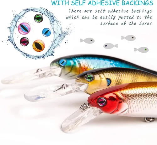 Miniatura 3 de Skylety Señuelo de pesca, ojos artificiales, 3D, calcomanías surtidas con 1 pinza para cebos de pesca, accesorio de bricolaje, 0.157 pulgadas, 0.257