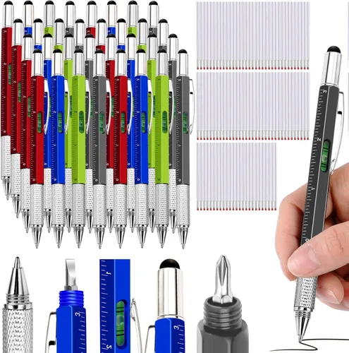 Miniatura 9 de Zhanmai - 72 bolígrafos multiherramienta 6 en 1 para regalo del Día del Padre, herramienta de destornillador, bolígrafo multifuncional para papá