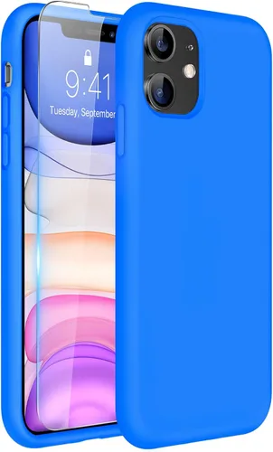 Miniatura 328 de Miracase Funda diseñada para iPhone 13, con protector de pantalla de vidrio templado, forro de microfibra suave antiarañazos, funda de goma