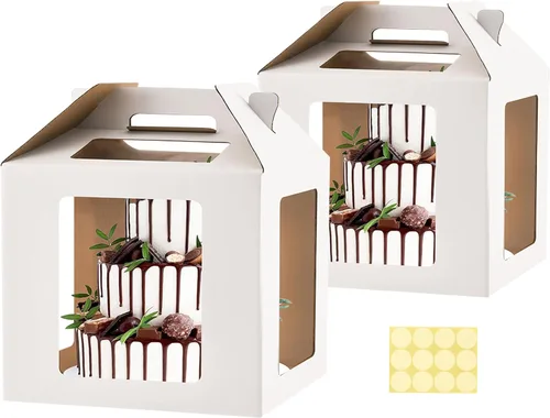Miniatura 9 de XININSUN Cajas altas para pasteles con 6 ventanas, 12 x 12 x 14 pulgadas Transportador de pasteles altos, Caja para pasteles escalonados, Caja