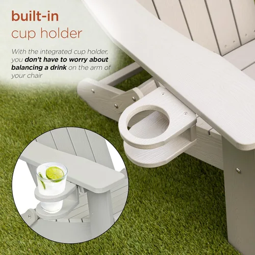 Miniatura 12 de Alpine Corporation Silla plegable Adirondack para exteriores de 38 pulgadas de alto con portavasos y otomana, diseño ergonómico clásico, muebles