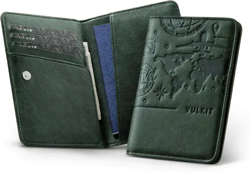 Miniatura 15 de VULKIT Soporte para pasaporte, cierre magnético, bloqueo RFID, cartera de viaje, funda para libro de pasaporte, soporte para tarjeta de embarque
