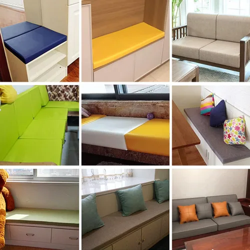 Miniatura 8 de Cojín de asiento de piel sintética impermeable antideslizante para banco largo de jardín, 2 pulgadas de grosor, para muebles de patio de interiores