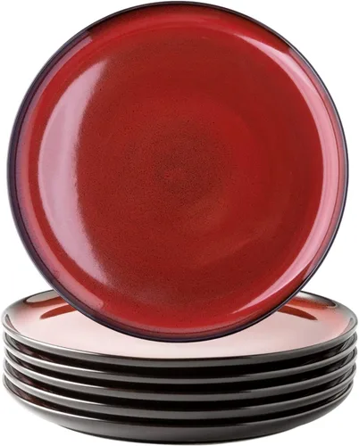 Miniatura 13 de LERATIO juego de platos de cerámica, 6 unidades, 8.5 pulgadas, platos de porcelana ligeros con esmalte reactivo para ensalada, juego de platos
