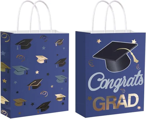 Miniatura 10 de 12 bolsas de regalo para graduados, regalos de fiesta de graduación, bolsas de envoltura para decoración de suministros de fiesta temática