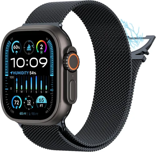 Miniatura 10 de Correa de malla milanesa compatible con Apple Watch Band de 1.929 in 1.811 in 1.772 in 1.732 in 1.654 in para hombres y mujeres, correa de metal más