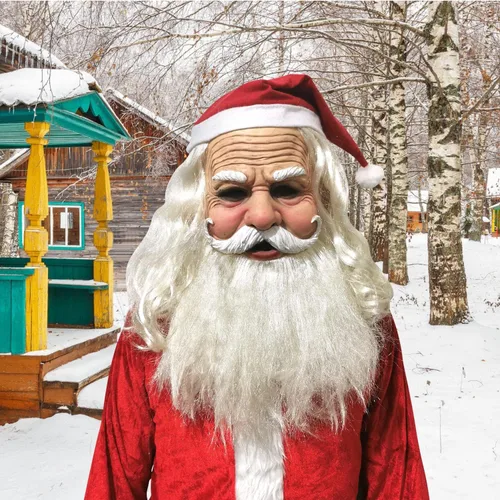 Miniatura 7 de Máscara vieja de barba blanca de Navidad, Santa Claus realista para mujeres, disfraz de Halloween, Navidad, abuela, abuelo, anciana, anciana