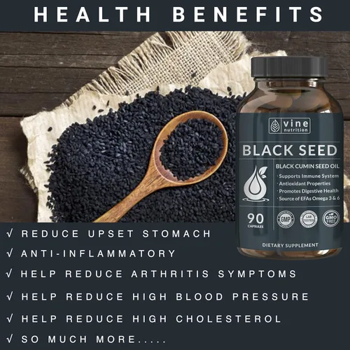 Miniatura 4 de Cápsulas de aceite de semilla negra – 1000 mg prensado en frío Nigella Sativa – 90 cápsulas blandas (suministro para 45 días) – 100% puro, sin