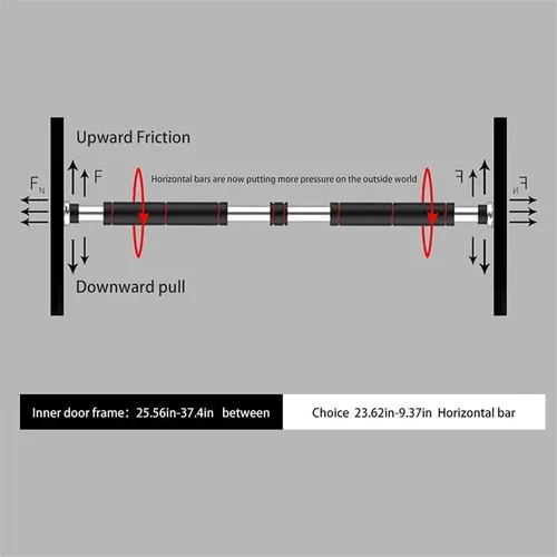 Miniatura 3 de Barras de entrenamiento ajustables de acero horizontal para puerta para el hogar, barra de deporte, entrenamiento, dominadas, entrenamiento