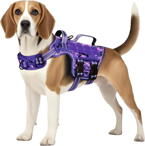 Miniatura 11 de Arnés para perros grandes resistente, arnés táctico sin tirones para perro con sistema Molle, chaleco para perro de servicio fácil de poner y Negro