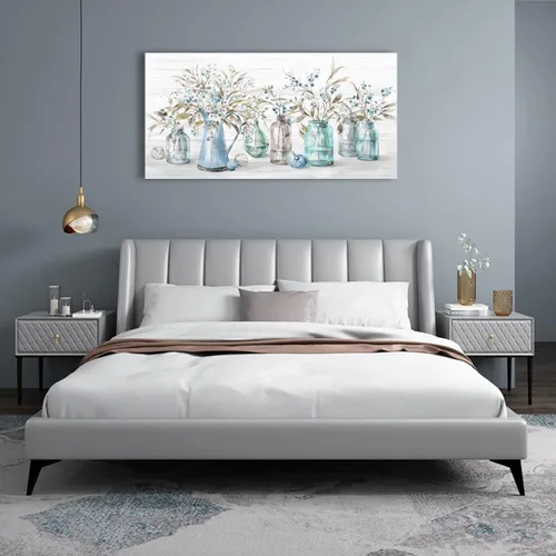Miniatura 3 de Yearainn Lienzo decorativo para pared, diseño floral índigo, en frasco, botella de flores botánicas, 20 x 40 pulgadas, decoración de pared para sala