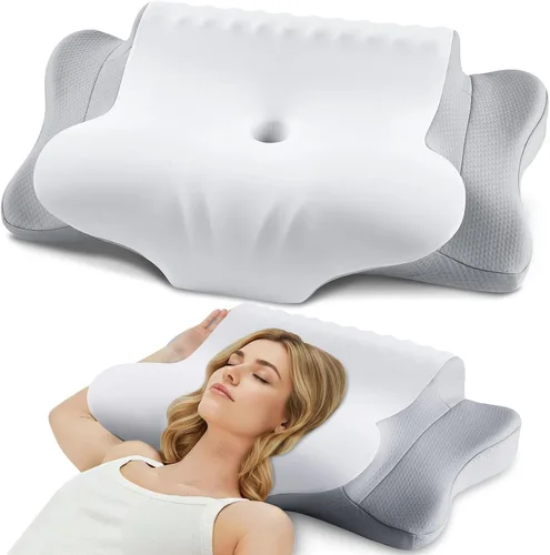 Miniatura 13 de Almohada Cervical para Alivio del Dolor de Cuello - Almohada Ortopédica Ergonómica Refrescante de Doble Cara con Funda de Almohada de Seda de Hielo