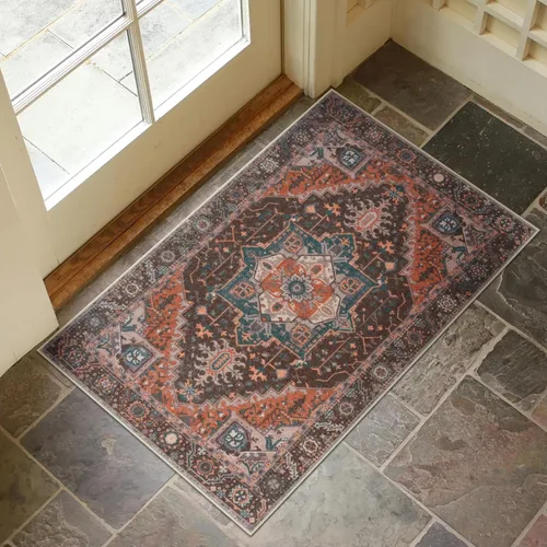 Miniatura 53 de Collive Tapete lavable para puerta de interior, antideslizante, alfombra de entrada retro de 20 x 32 pulgadas, tapete de entrada de absorción Multi