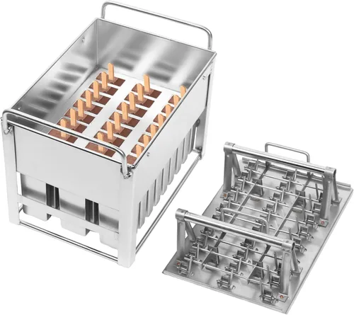 Miniatura 7 de Kit de moldes de paletas de hielo de acero inoxidable, moldes industriales para helados, soporte comercial para palitos de helado + cepillo