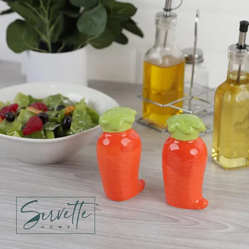 Miniatura 2 de Novedoso juego de salero y pimentero de cerámica para verduras - Zanahoria Carrot