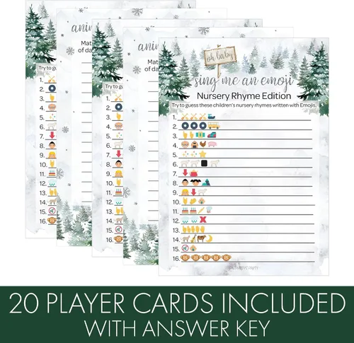 Miniatura 4 de DISTINCTIVS Baby It's Cold Outside Baby Shower Juegos – Embarazo animal y juego de adivinanzas de emojis (juego de 2 juegos) – 20 cartas, País