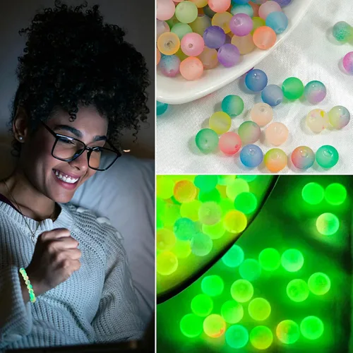 Miniatura 4 de 630 cuentas de vidrio para la fabricación de joyas, 24 colores de 0.315 pulgadas que brillan en la oscuridad, cuentas de vidrio para hacer pulseras