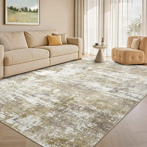Miniatura 48 de Tortania Alfombra redonda lavable de 5 pies para sala de estar: Alfombra moderna abstracta neutra grande suave y delgada – Alfombra antideslizante